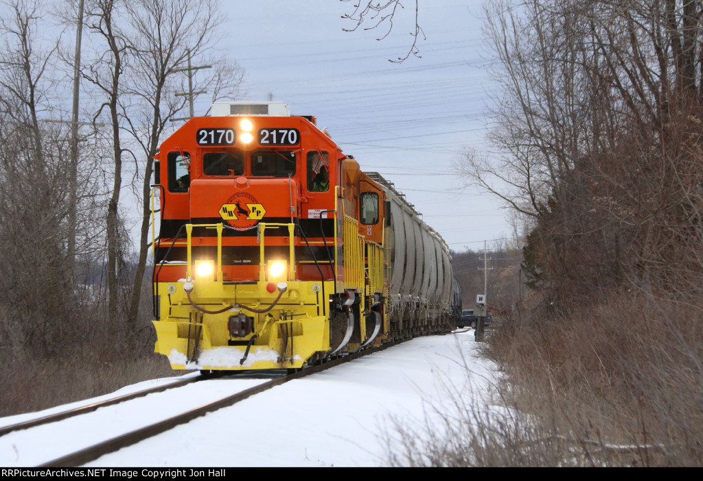 2170's fresh paint  stand out in the winter landscape